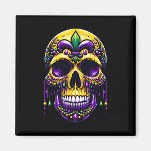Fleur de Lis Mardi Gras Skull New Orleans Carnaval Magneet