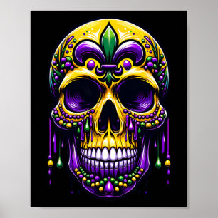 Fleur de Lis Mardi Gras Skull New Orleans Carnaval Poster