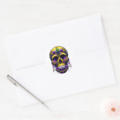 Fleur de Lis Mardi Gras Skull New Orleans Carnaval Ronde Sticker (Envelop)