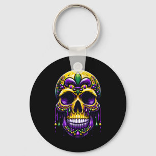 Fleur de Lis Mardi Gras Skull New Orleans Carnaval Sleutelhanger