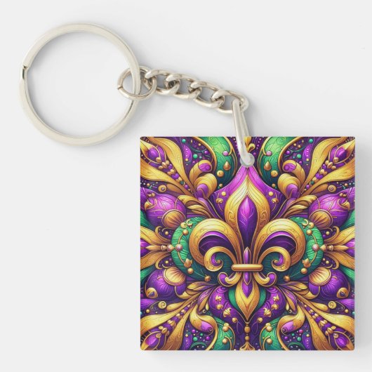Fleur de Lis Mardi Gras Sleutelhanger (voorkant)