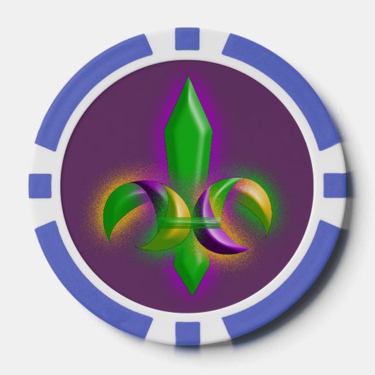Fleur de lis Mardi Gras Stijl Party Poker Chips (Voorkant)