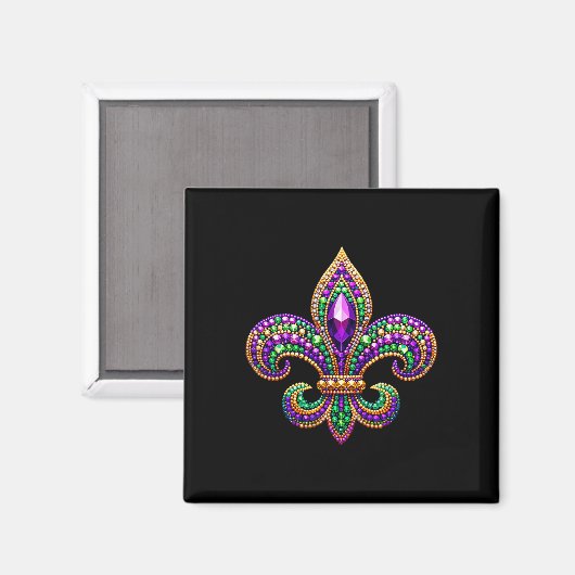 Fleur-de-lis Mardi Gras Symbool Carnaval Parade Co Magneet (Voorkant / Achterkant)