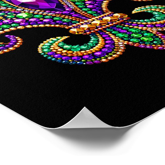 Fleur-de-lis Mardi Gras Symbool Carnaval Parade Co Poster (Hoek)