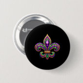 Fleur-de-lis Mardi Gras Symbool Carnaval Parade Co Ronde Button 5,7 Cm (Voorkant /achterkant)