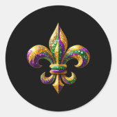 Fleur-de-lis Mardi Gras Symbool Carnaval Parade Co Ronde Sticker (Voorkant)
