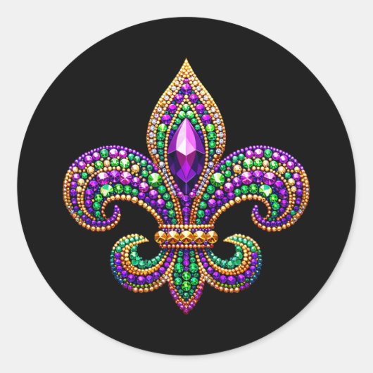 Fleur-de-lis Mardi Gras Symbool Carnaval Parade Co Ronde Sticker (Voorkant)