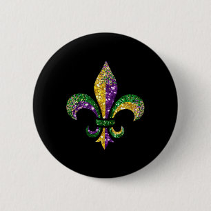Fleur de Lis Mardi Gras symbool Louisiana New Orle Ronde Button 5,7 Cm