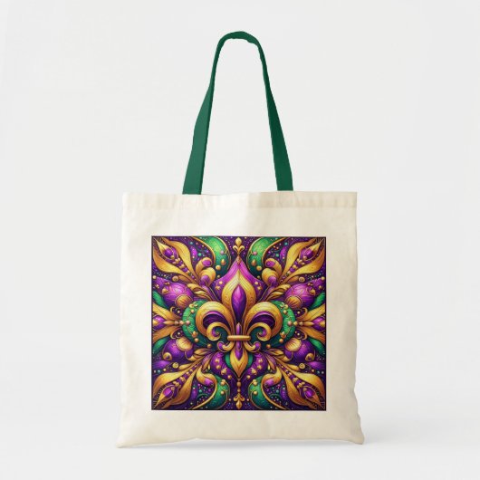 Fleur de Lis Mardi Gras Tote Bag (Voorkant)