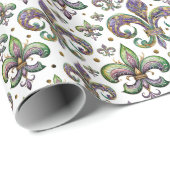 Fleur de lis Mardi Gras Vibes Cadeaupapier (Rol Hoek)