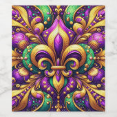 Fleur de Lis Mardi Gras Wijn Etiket (Enkel label)