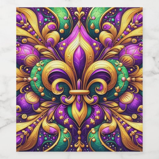 Fleur de Lis Mardi Gras Wijn Etiket (Enkel label)