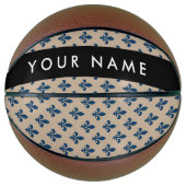 Fleur de Lis, marineblauw op beige, koninklijk, Uw Basketbal (Voorkant)