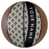 Fleur de Lis, marineblauw op beige, koninklijk, Uw Basketbal (Verticaal)