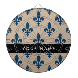 Fleur de Lis, Marineblauw op Beige, Koninklijk, Uw Dartbord