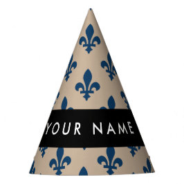 Fleur de Lis, marineblauw op beige, koninklijk, Uw Feesthoedjes