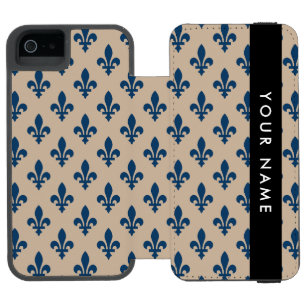 Fleur de Lis, marineblauw op beige, koninklijk, uw