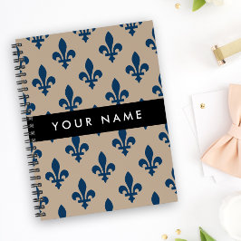 Fleur de Lis, marineblauw op beige, koninklijk, Uw Planner
