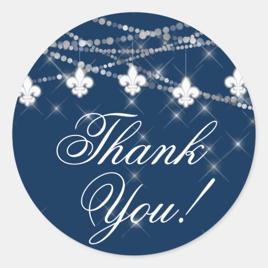 Fleur de Lis Marineblauwe Lichtjes | Rusticale Dan Ronde Sticker (Voorkant)