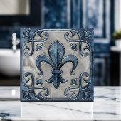 Fleur-De-Lis  marmer en parel Tegeltje