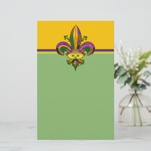 Fleur de lis Mask Briefpapier (Staand voorkant)