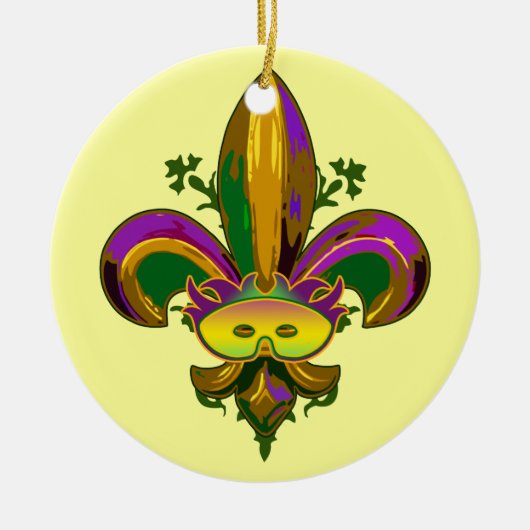 Fleur de lis Mask Keramisch Ornament (Voorkant)