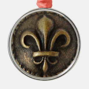 Fleur De Lis Medallion Metalen Ornament