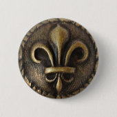 Fleur De Lis Medallion Ronde Button 5,7 Cm (Voorkant)