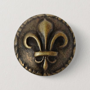 Fleur De Lis Medallion Ronde Button 5,7 Cm