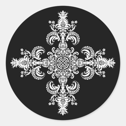Fleur de lis Meditation 4 corners Ronde Sticker (Voorkant)