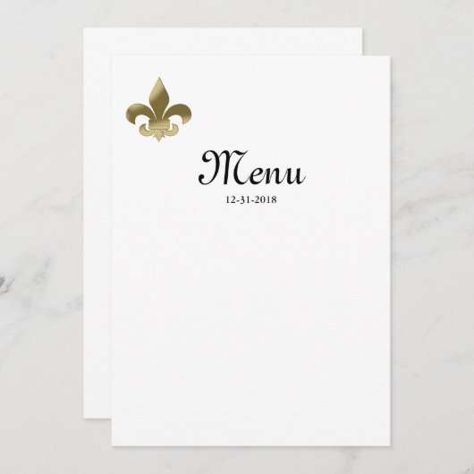 Fleur de Lis Menu (Voorkant / Achterkant)