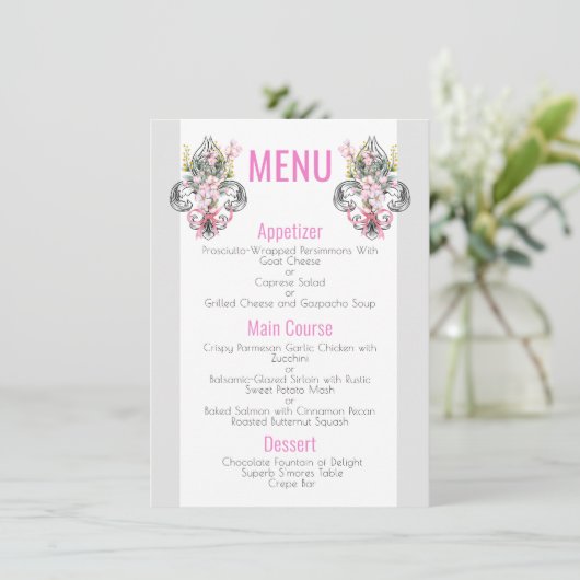 Fleur De Lis | Menu Cherry Blossom 4,5 x 6,25 inch (Staand voorkant)