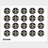 Fleur de lis met bling ronde sticker (Vel)