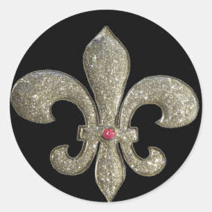 Fleur de lis met bling ronde sticker