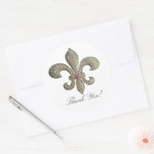 Fleur de lis met bling ronde sticker (Envelop)