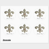 Fleur de lis met bling ronde sticker (Vel)