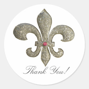 Fleur de lis met bling ronde sticker
