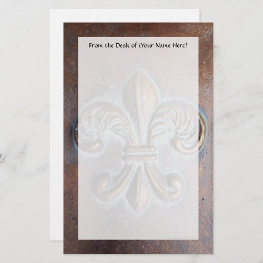 Fleur De Lis, met een druk van koper Briefpapier (Voorkant / Achterkant)