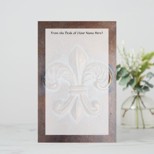 Fleur De Lis, met een druk van koper Briefpapier (Staand voorkant)