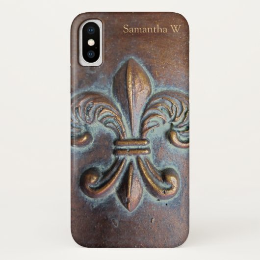 Fleur De Lis, met een druk van koper Case-Mate iPhone Case (Achterkant)