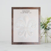 Fleur De Lis, met een druk van koper Gepersonaliseerd Briefhoofd (Staand voorkant)