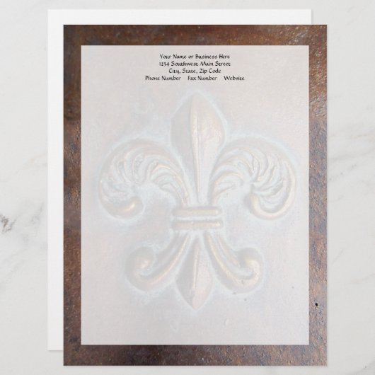 Fleur De Lis, met een druk van koper Gepersonaliseerd Briefhoofd (Voorkant / Achterkant)