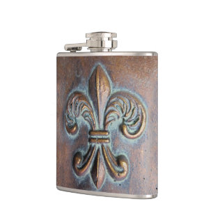 Fleur De Lis, met een druk van koper Heupfles