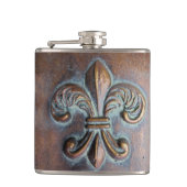 Fleur De Lis, met een druk van koper Heupfles (Voorkant)