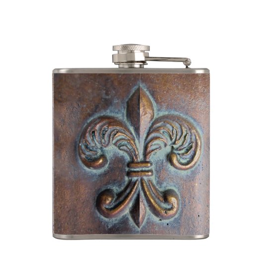 Fleur De Lis, met een druk van koper Heupfles (Achterkant)