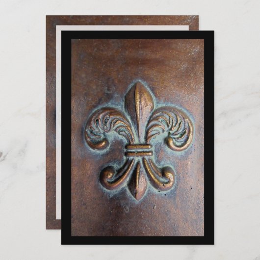 Fleur De Lis, met een druk van koper Kaart (Voorkant / Achterkant)