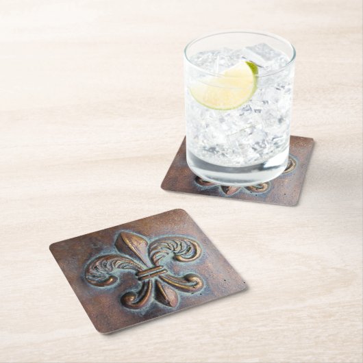 Fleur De Lis, met een druk van koper Kartonnen Onderzetters (Insitu)
