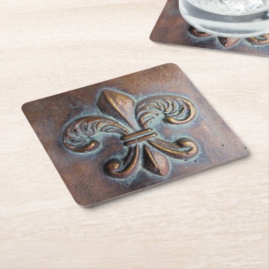Fleur De Lis, met een druk van koper Kartonnen Onderzetters (Schuin)