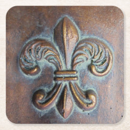 Fleur De Lis, met een druk van koper Kartonnen Onderzetters