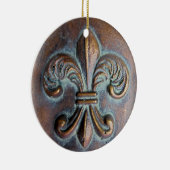 Fleur De Lis, met een druk van koper Keramisch Ornament (Rechts)